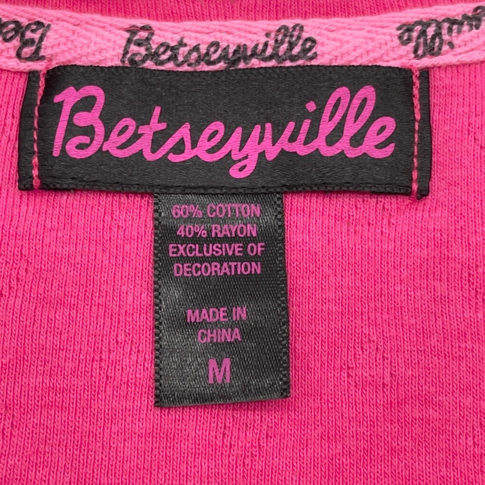 Y2K Betseyville Babydoll Pajama Top Womens Medium Pink Ruffle Pointelle Coquette - Picture 7 of 13